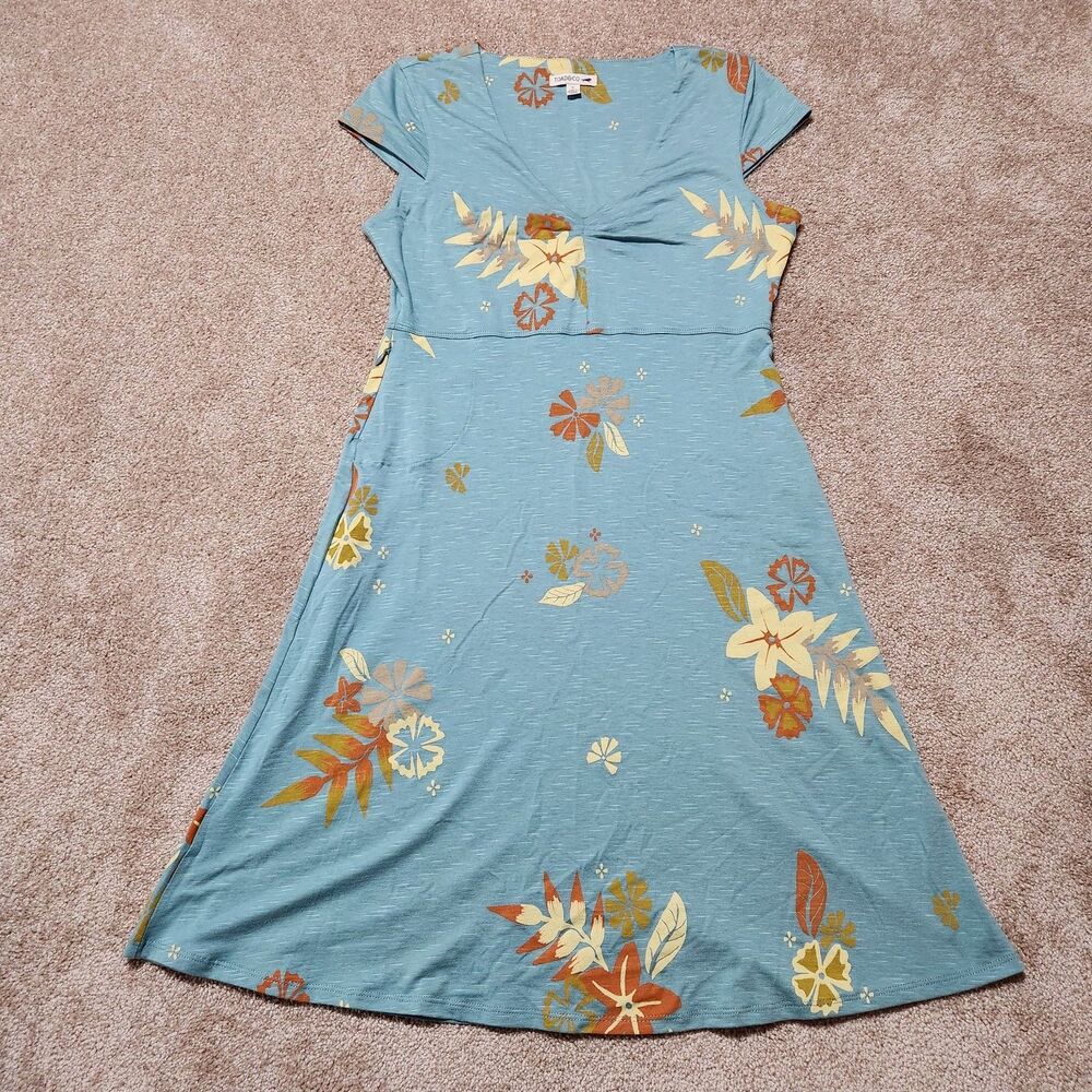 Toad & Co Dress Women S Green Floral Cap Sleeve Rosemarie